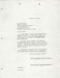 Letter from William Saunders and Deborah McBeth to Steve White, February 22, 1979