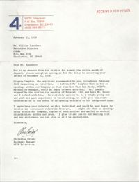 Letter from Christine Crosby to William Saunders, February 23, 1979
