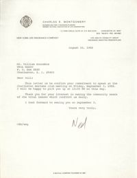 Letter from Charles E. Montgomery to William Saunders, August 16, 1982
