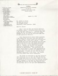 Letter from William Saunders to Arthur M. Wilcox, August 15, 1979
