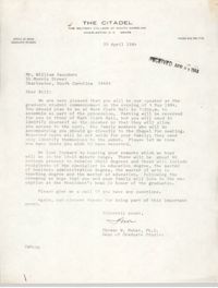 Letter from Thomas W. Mahan to William Saunders, April 20, 1984