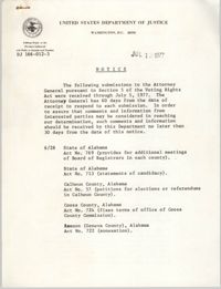 United States Department of Justice Notice, July 12, 1977