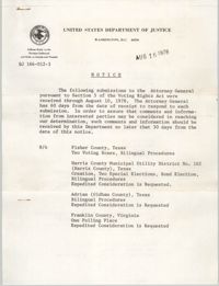 United States Department of Justice Notice, August 16, 1978