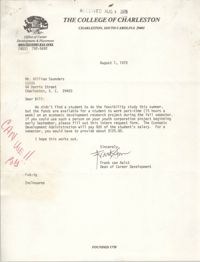 Letter from Frank van Aalst to William Saunders, August 1, 1978