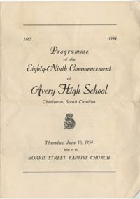 Programme of the Eighty-Ninth Commencement of Avery High School, June 10, 1954