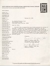 Letter from Edward E. Ledford and Janet D. Sharwell to Septima P. Clark, February 27, 1978