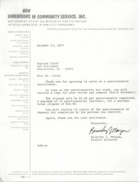 Letter from Beverley J. Morgan to Septima P. Clark, October 11, 1977