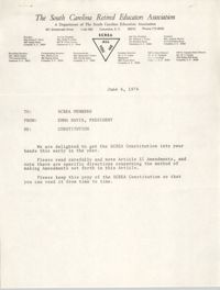 South Carolina Retired Educators Association Memorandum, June 6, 1974