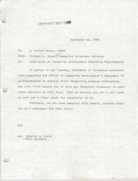 Letter from Michael L. Whack to J. Arthur Brown, September 26, 1980