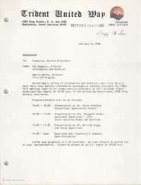 Trident United Way Memorandum, February 8, 1980