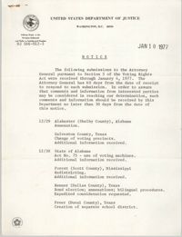 United States Department of Justice Notice, January 10, 1977
