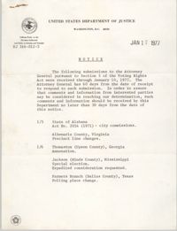 United States Department of Justice Notice, January 17, 1977