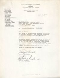 Letter from Betty H. Generette and William Saunders to Serge White, August 13, 1980