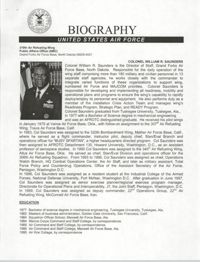 Biography, United States Air Force, Colonel William R. Saunders