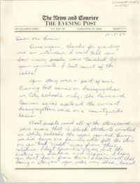 Letter from Kevin Morgan to Millicent Brown, October 5, 1987
