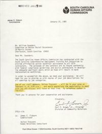 Letter from Earl F. Brown, Jr. to William Saunders, January 22, 1980