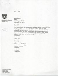 Letter from Richard A. Couto to William Saunders, June 1, 1992