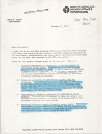 Letter from James E. Clyburn, December 17, 1979