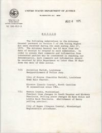 United States Department of Justice Notice, August 4, 1975