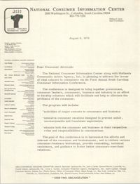 Letter from National Consumer Information Center, August 8, 1975