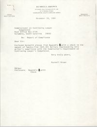 Letter from Russell Brown to  the Commissioner of Continuing Lawyer Competence, December 28, 1984