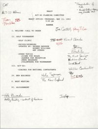 Agenda, ACT-SO Planning Committee, NAACP, May 13, 1993