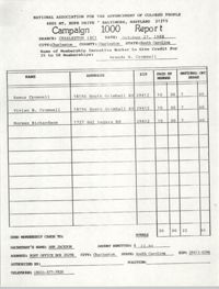 Campaign 1000 Report, Brenda H. Cromwell, Charleston Branch of the NAACP, October 27, 1988