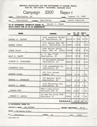 Campaign 1000 Report, Dwight C. James, Charleston Branch of the NAACP, August 12, 1988