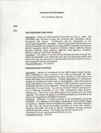 Fund Raising Agenda, Freedom Fund Strategies, 1992