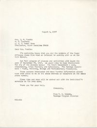Letter from Marguerite D. Greene to Mrs. J. M. Faddis, August 8, 1967