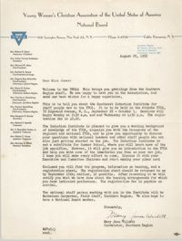 Letter from Mary Jane Willett to Theresa Jones, August 28, 1952