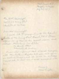 Letter from Aline V. Sykes to M. M. Wainwright, July 28, 1957