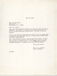 Letter from Christine O. Jackson to Lillian White, June 27, 1967