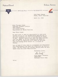 Letter from Lois Gratz to Theresa Jones, April 15, 1953