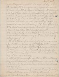 Minutes of the Committee of Management, Coming Street Y.W.C.A., September 1, 1925