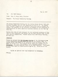 Coming Street Y.W.C.A. Memorandum, May 8, 1967