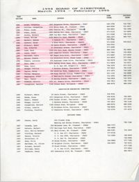 Y.W.C.A. of Greater Charleston Board of Directors, 1994-1995