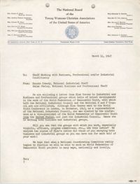 National Board of the Y.W.C.A. Memorandum, March 11, 1947