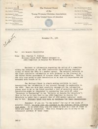 National Board of the Y.W.C.A. Memorandum, November 24, 1944