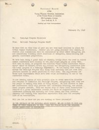 National Board of the Y.W.C.A. Memorandum, February 25, 1948