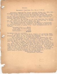 Minutes to the Management Committee, Coming Street Y.W.C.A., October 8, 1920