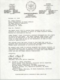Letter from Frank Frazier, Jr. to James Clyburn,  October 17, 1991