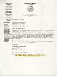 Letter from Dorothy Jenkins to Janice Washington, NAACP, February 15, 1990