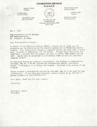 Letter from William A. Glover to Lucille Whipper, May 9, 1988