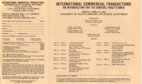 International Commercial Transactions, Continuing Legal Education Seminar Pamphlet, April 19, 1985