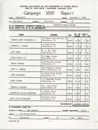 Campaign 1000 Report, Ernestine Tobias Felder, Charleston Branch of the NAACP, September 1, 1988