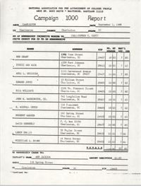 Campaign 1000 Report, Christopher C. Gantt, Charleston Branch of the NAACP, September 1, 1988