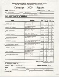Campaign 1000 Report,  Isabell DuBose, Charleston Branch of the NAACP, September 1, 1988