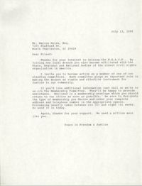 Letter to Marion Moise, July 13, 1989
