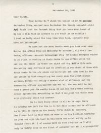 Letter from Sidney Jennings Legendre, September 26, 1942
